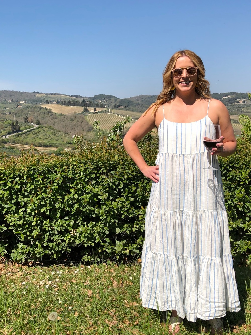 Madewell Striped White & Blue Linen Tiered Sundress - Picture 9 of 11